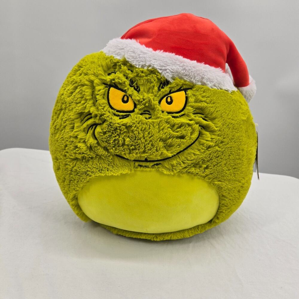 Squishmallows 12" Fuzz-A-Mallows Grinch in Santa Hat Plush‎ Christmas NEW NWT